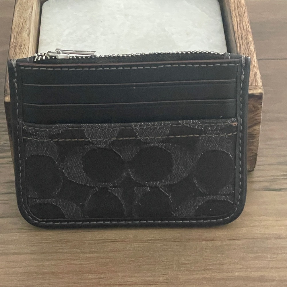 Coach Black Signature Denim Card Holder
